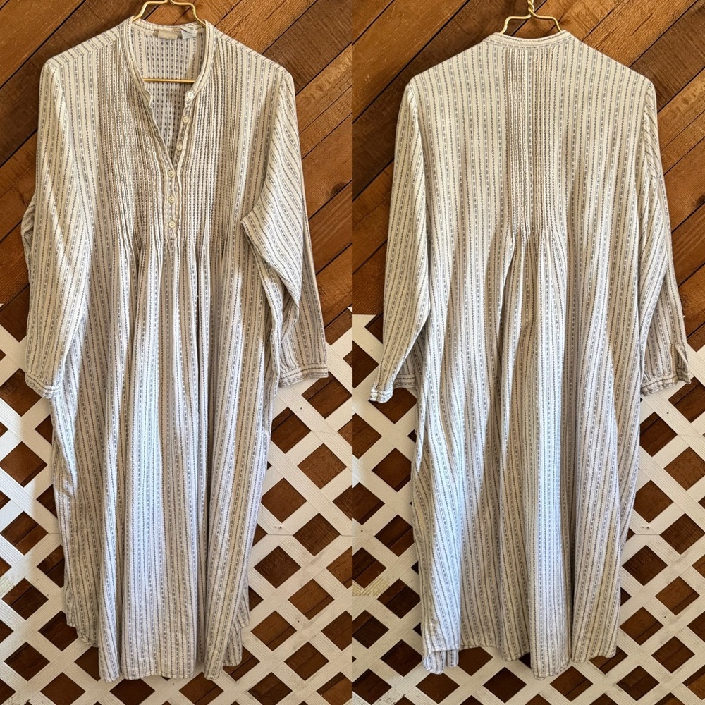 *SOLD* Vintage 90s LL Bean Dobby Pintuck striped size 1X